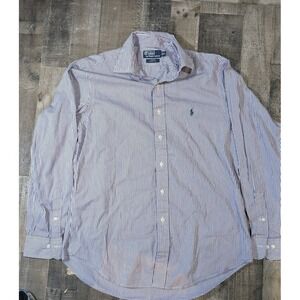 POLO Ralph Lauren Men's Curham Classic Fit L Purple/White‎ Striped Dress Shirt